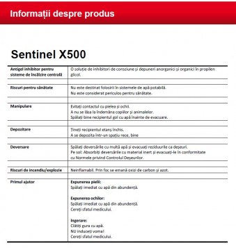 Poza Informatii produs Sentinel X500